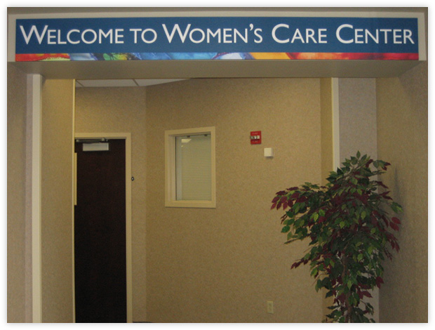 Women's Care Center Soffit Entry Sign